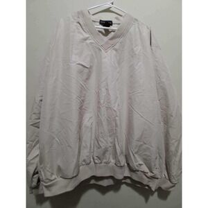 IZOD CLUB Men's XL Beige‎ V-Neck Pullover Windbreaker Golf Jacket